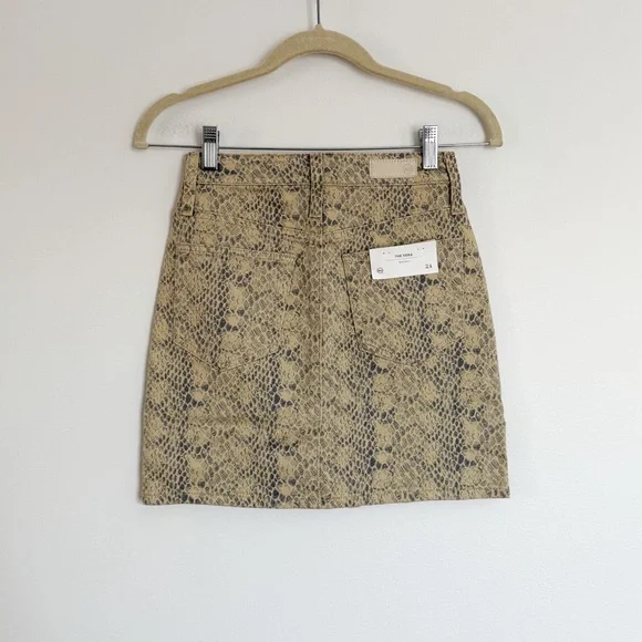 AG Adriano Goldschmied Vera Snake Print Denim Miniskirt In Python Size 24